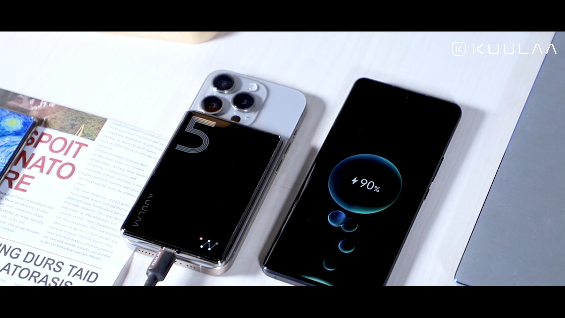 KUULAA 5000mAh Powerbank Magnetic Wireless Charging Mini Portable Power Bank Ultra-thin 6.9mm Power Bank Fast Charging Compatible For iPhone16 15 14 Promax and other series