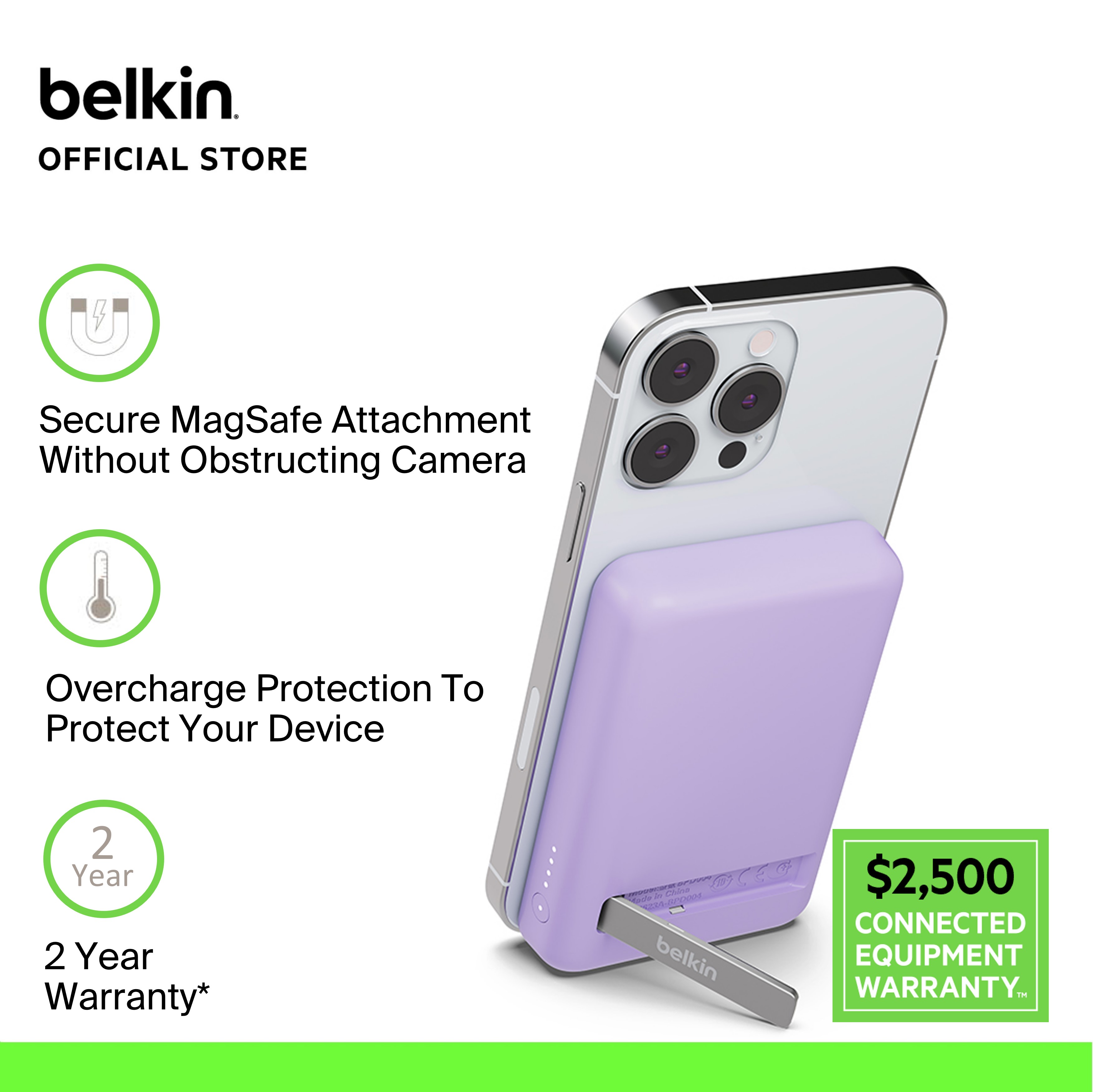Belkin BPD004bt BoostCharge Magnetic Wireless Power Bank 5K + Stand