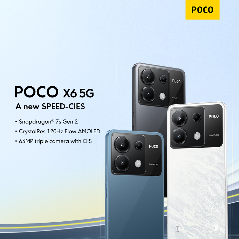 POCO X6 5G Smartphone | 8+256GB/12+256GB/12+512GB, Powered by Snapdragon® 7s Gen 2, Global Version, 1 year Warranty