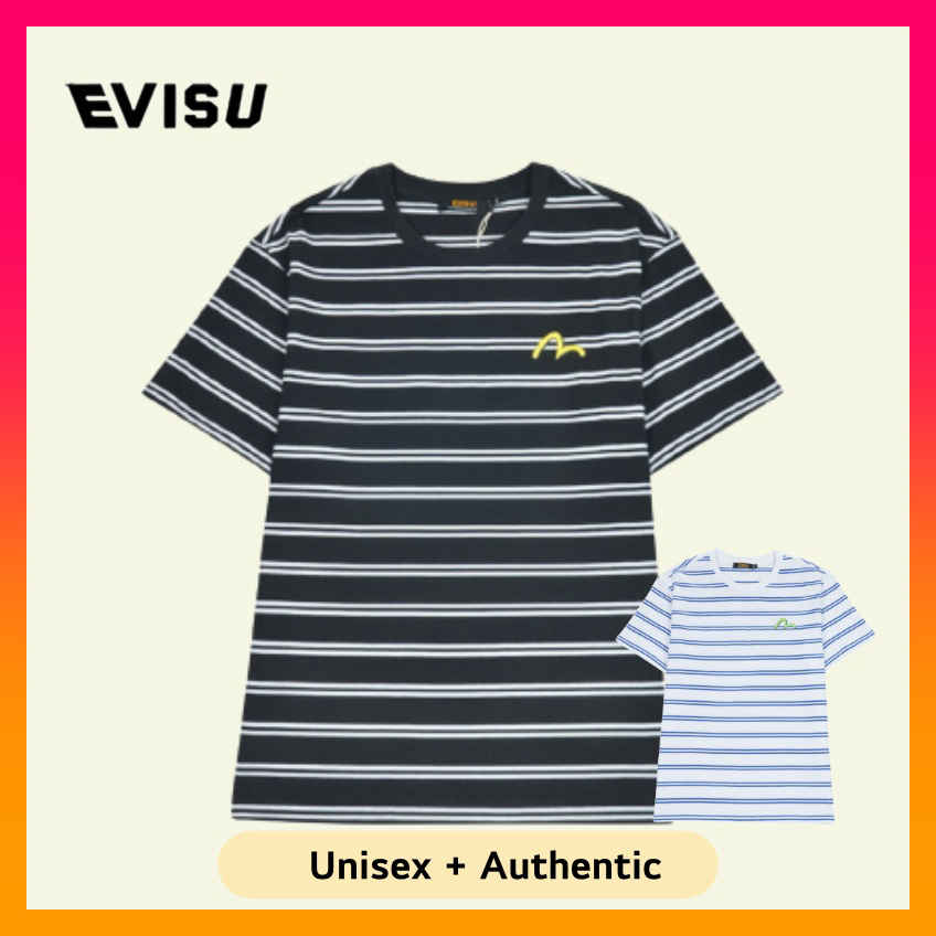 100% authentic korea Evisu Loose fit stripe T shirt