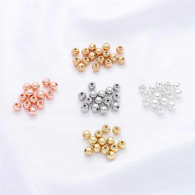 2/2.5/3/4/5/6mm High Quality Color Retention Brass Round Ball Spacer Beads with 14K/18K/Platinum/Silver/Rose Gold Plating For DIY Jewelry Finding Making Accessories