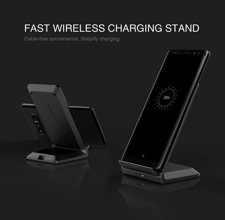 Nillkin 10W Fast Wireless Dual Coils Professional Smart Charging 60 Degree Stand 10W With Anti Slip Surface High Speed Cable Free Qi Iphone Samsung Vertical Live Video Chatting Call Zoom Watching Game