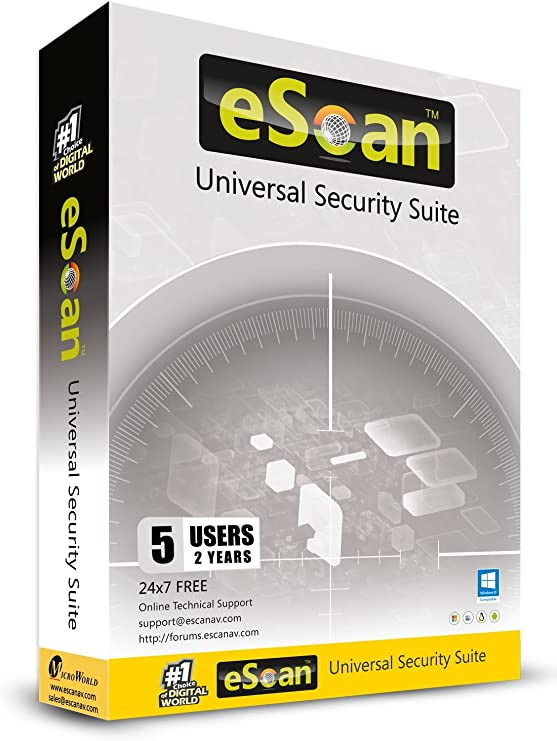 eScan Universal Security Suite 5 in 1 license Total Internet Security Software 2019 Max Security USB Security Cloud Backup files folders protection 5 Devices - 2 Years 360 [PC/Mac/Android/Linux/iPhone